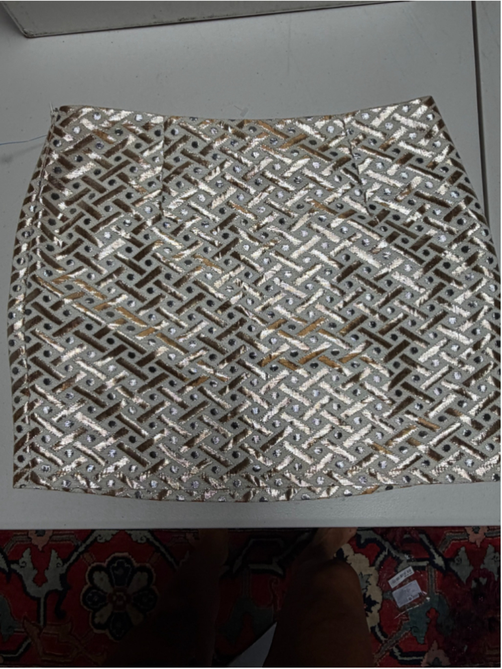 YA Los Angeles silver and gold geometric pattern mini skirt in a M #glam